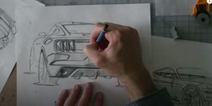 design sketches of 6th generation Mustang