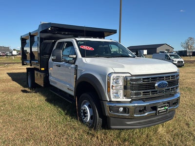 2024 Ford Super Duty F-550 DRW 12' RUGBY HEAVY DUTY STAKELESS LANDSCAPE BODY, 48" BARN DOORS, MANUAL TARP, 36' FULL CAB SHIELD, DROP DOWN COMBO HITCH 2 5/16"