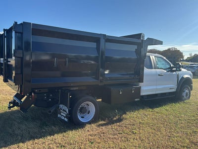 2024 Ford Super Duty F-550 DRW 12' RUGBY HEAVY DUTY STAKELESS LANDSCAPE BODY, 48" BARN DOORS, MANUAL TARP, 36' FULL CAB SHIELD, DROP DOWN COMBO HITCH 2 5/16"