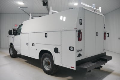 2026 Ford E-Series Cutaway E-350 10FT KNAPHEIDE KUV ENCLOSED SERVICE BODY, MASTER LOCK SYSTEM CLASS V HITCH 3 BOW LADDER RACK
